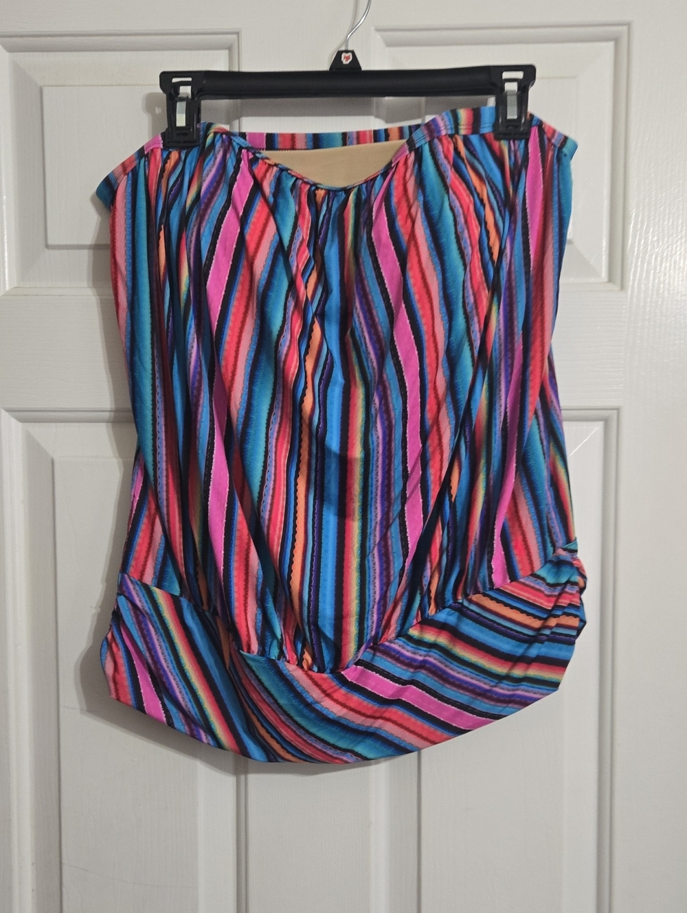 Swimsuits For All Multicolor Striped Women’s Bikini Top